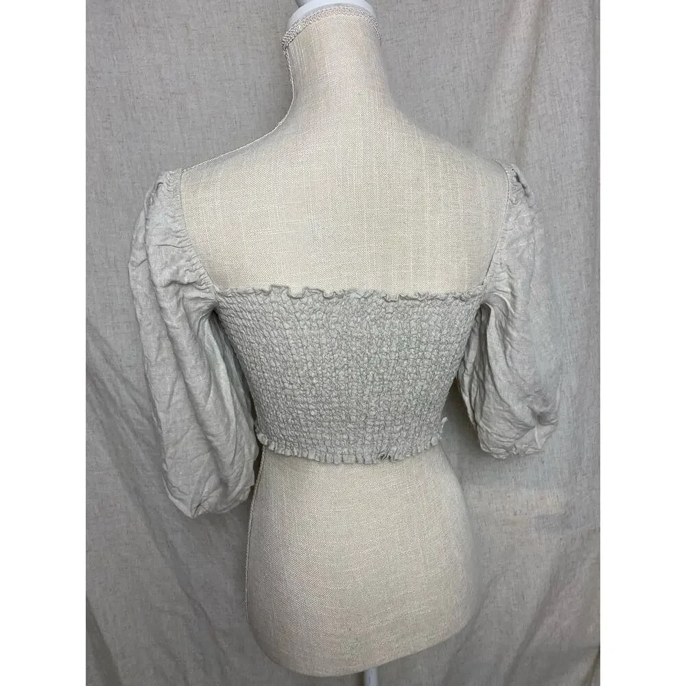 Reformation Scarlett Linen Cream Two Piece Set Size 8